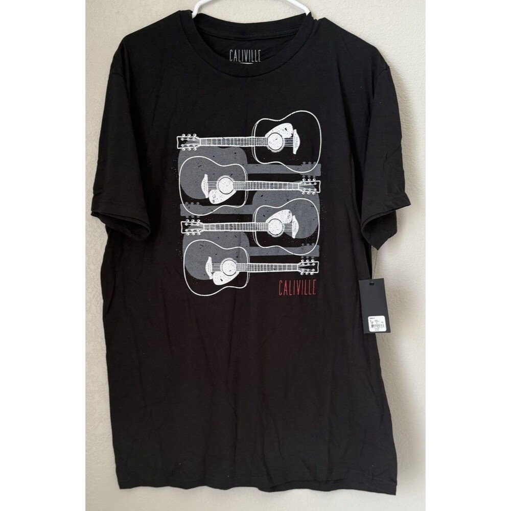 NWT Men's Caliville TShirt L Black Guitars   -2559